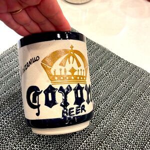Corona beer MANZaNILLO beer mug 5.5 x 4 excellent shape glazed inside. Fun